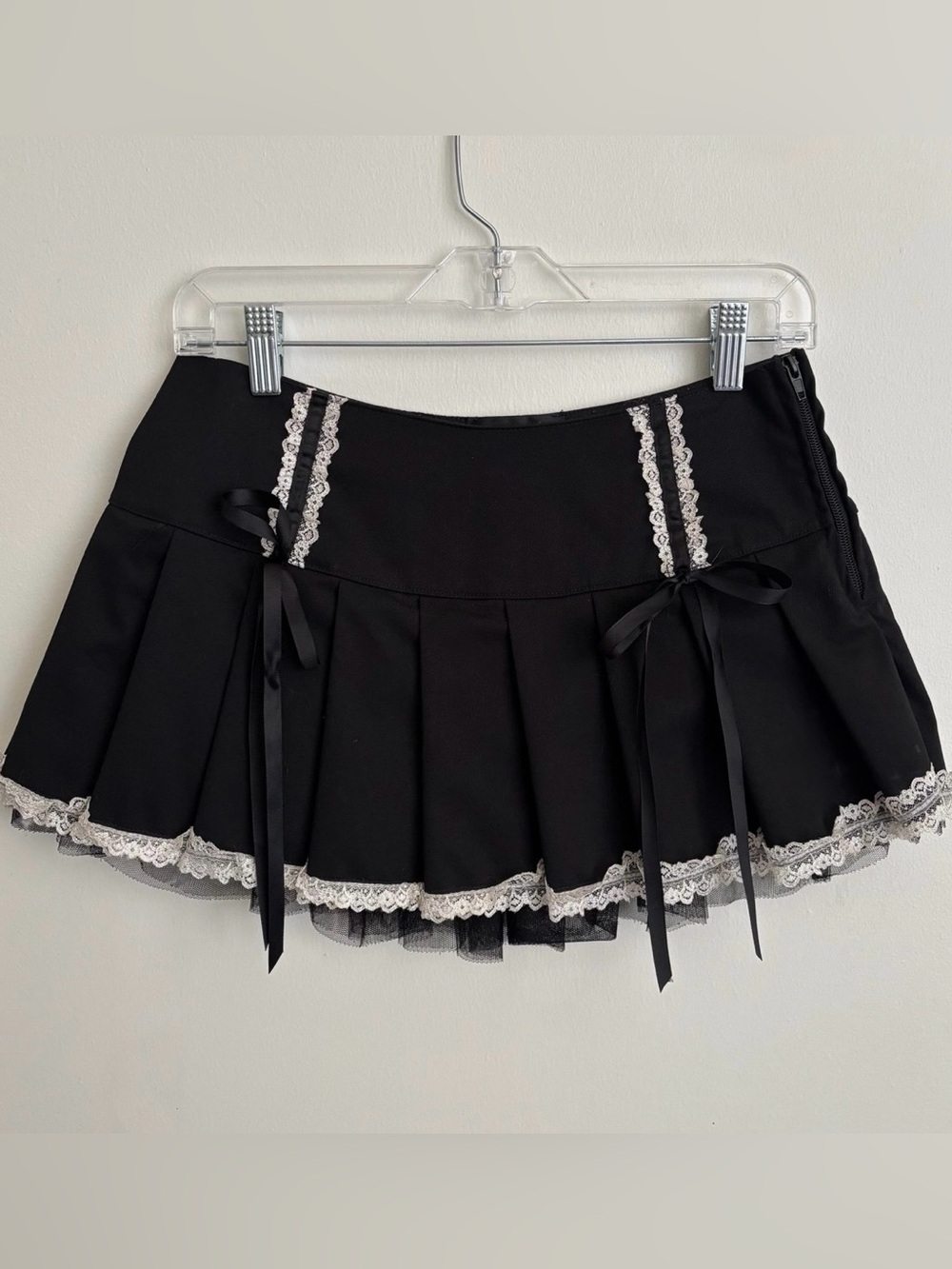 Dolls Kill: Black Lace-Trim Mini Skirt